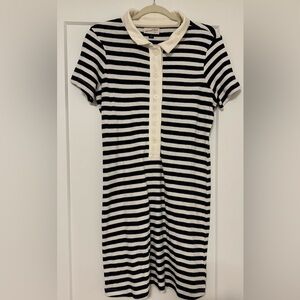 Universal Thread Navy and White Striped Collared Button Dress